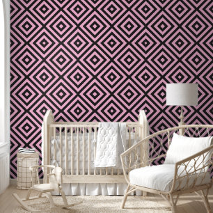 Black and pink geometric pattern wallpaper