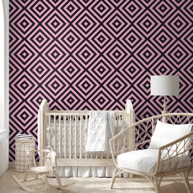 Black and pink geometric pattern wallpaper  (Kids)
