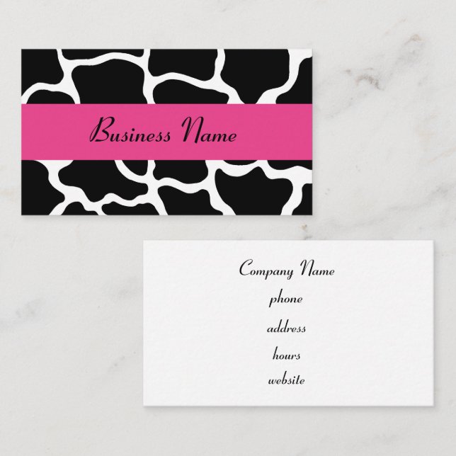 Black and Pink Giraffe Business Card (Front/Back)
