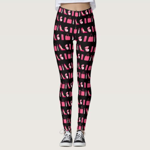 Black and pink girly things design leggings