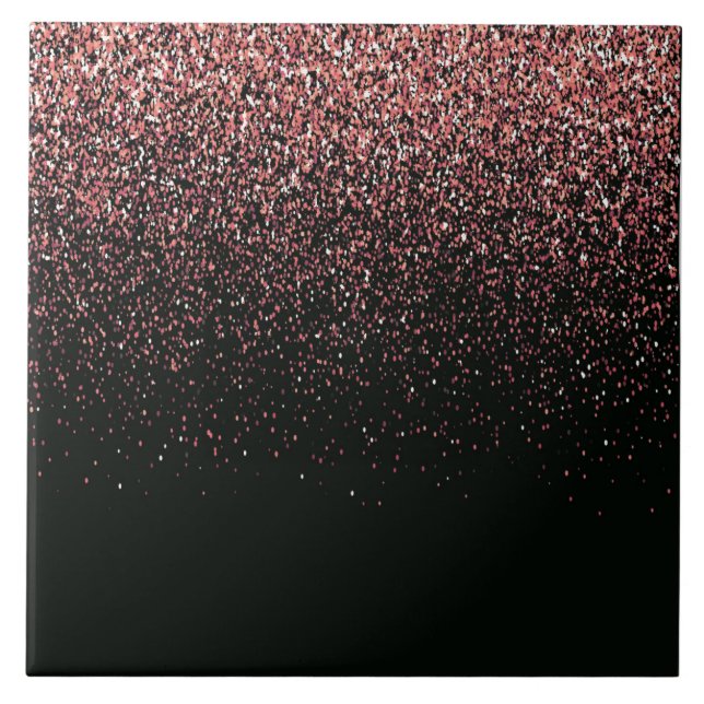 Black and Pink Glitter Ceramic Tile (Front)