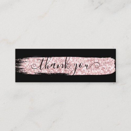 Black And Pink Glitter Chic Brush Stroke Thank You Mini Business Card