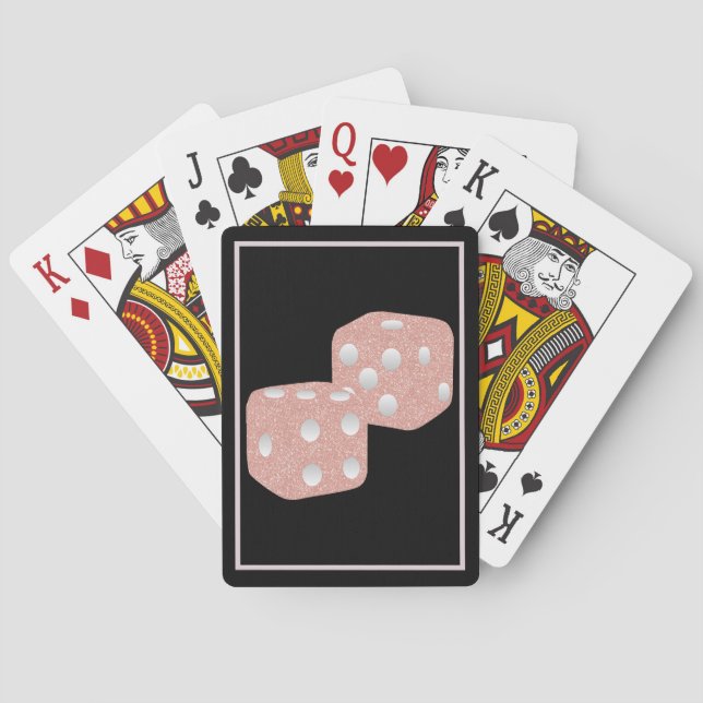Black and Pink Glitter Dice Girly Poker Cards (Back)