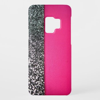 Black And Pink Glitter Samsung Galaxy Cover by ConstanceJudes at Zazzle