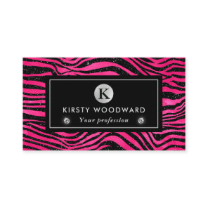 Black and Pink Glitter Tiger Stripes Pattern Business Card