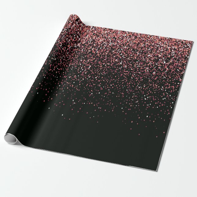 Black and Pink Glitter Wrapping Paper (Unrolled)