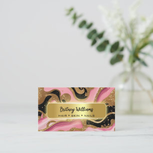 Black and pink Gold Agate Business Card