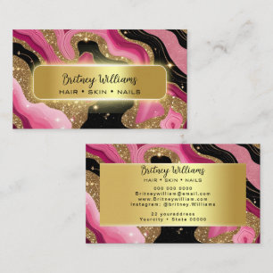 Black and pink Gold Agate Business Card