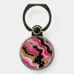 Black and pink Gold Agate Phone Ring Stand