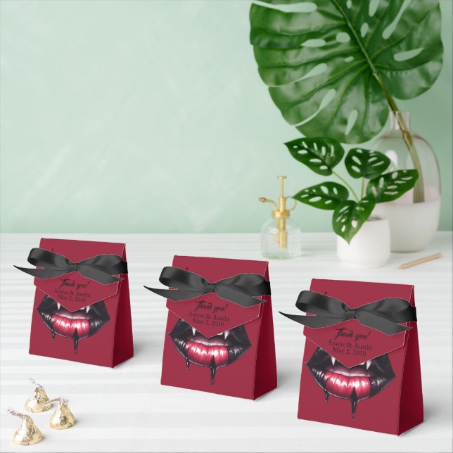Black and Pink Gothic Bleeding Teeth Favor Boxes (Multiple)