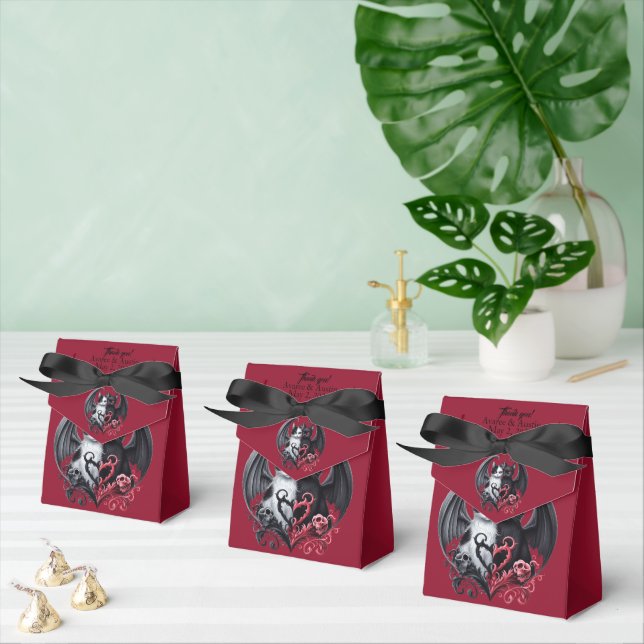 Black and Pink Gothic Wedding Cats Favor Boxes (Multiple)