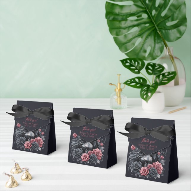 Black and Pink Gothic Wedding Couple Favor Boxes (Multiple)