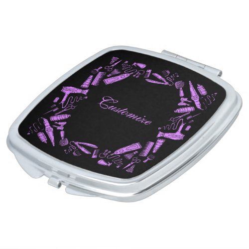 Black And Pink Hair Stylist  Compact Mirror
