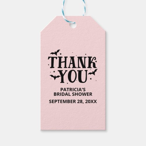 Black And Pink Halloween Bridal Shower Thank You Gift Tags