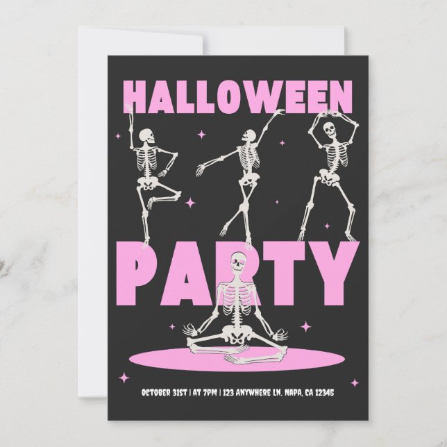 Black and Pink Halloween Party Invitation (Front)