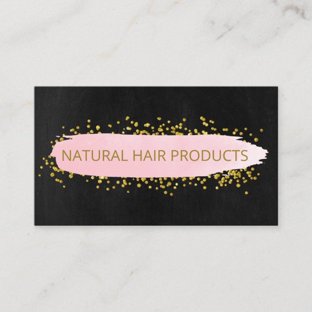 Black And Pink Handmade Natural Hair Products Business Card (Front)