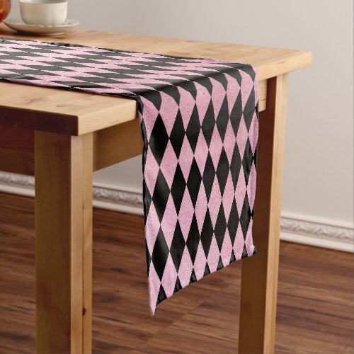 Black and Pink Harlequin  Short Table Runner