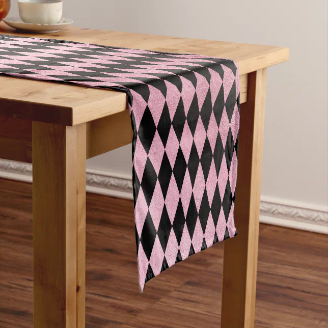 Black and Pink Harlequin Short Table Runner | Zazzle