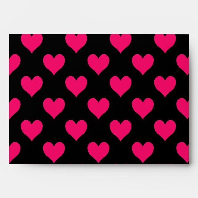 Black and Pink Heart Pattern Envelope (Front)