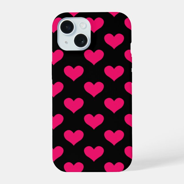 Black and Pink Heart Pattern Iphone Case (Back)