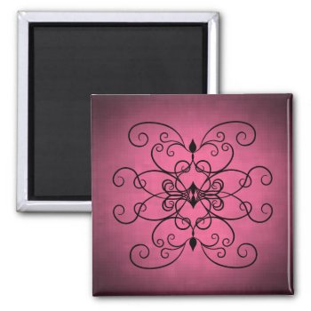 Black And Pink Hearts And Swirls Magnet by TheHopefulRomantic at Zazzle