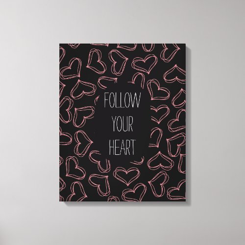 Black and Pink Hearts Canvas Print
