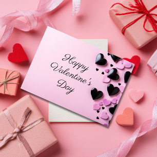 Black and Pink hearts on pink ground Valentine's Card