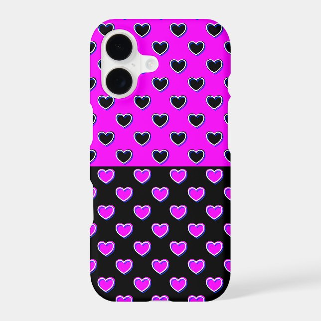Black And Pink Hearts Pattern Case-Mate iPhone Case (Back)