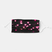 Black and Pink Hearts Pattern Cute Adult Cloth Face Mask (Front, Folded)