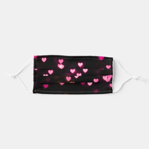 Black and Pink Hearts Pattern Cute Adult Cloth Face Mask