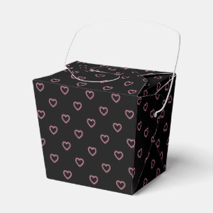 Black And Pink Hearts Polka Dot Pattern Favor Box
