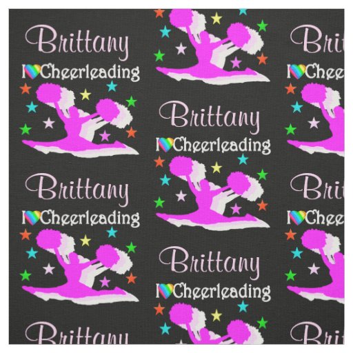 BLACK AND PINK I LOVE CHEERLEADING FABRIC
