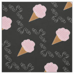 Black and Pink Ice Cream Cone Swirls Fabric