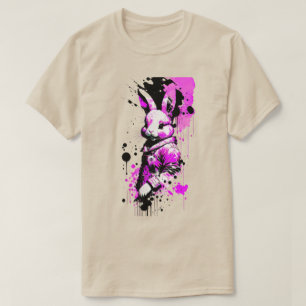 Black and Pink Ink Easter Bunny Holiday T-Shirt