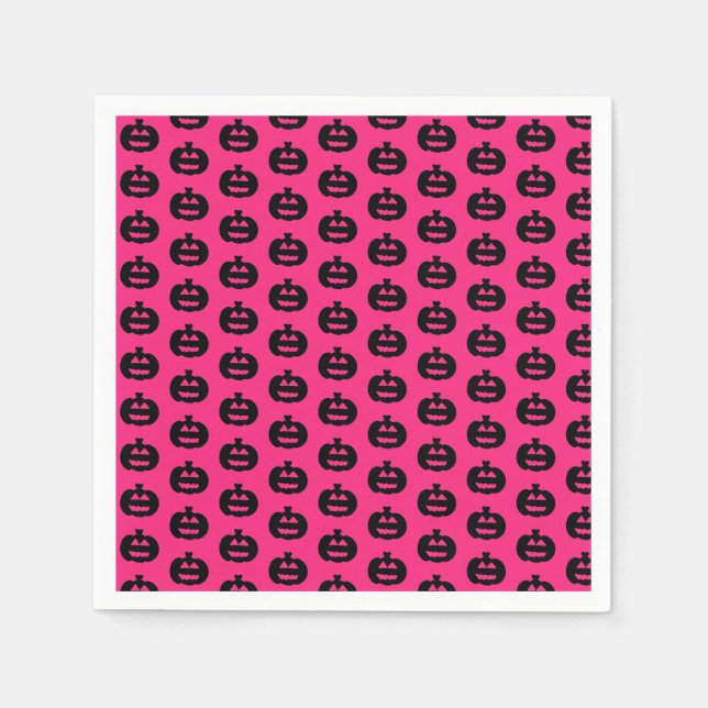 Black and Pink Jack o Lanterns  Napkins (Front)