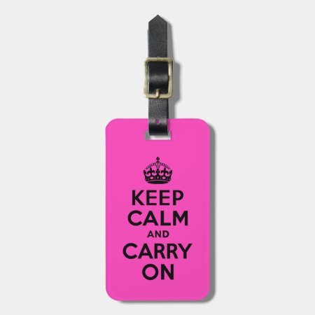 Black And Pink Keep Calm And Carry On Luggage Tag