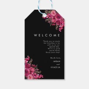 Black and Pink  Leaf Wedding Welcome Gift Tags