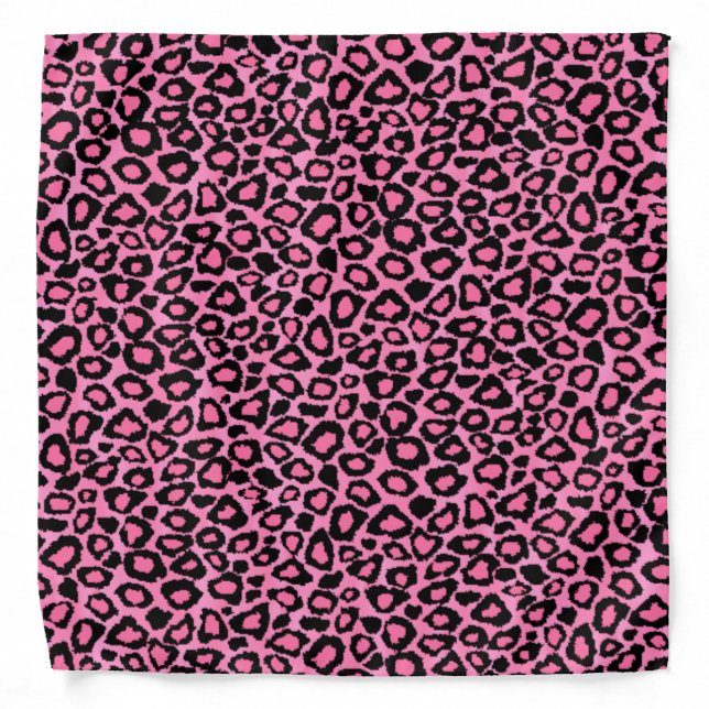 Black and Pink Leopard Animal Print Bandana (Front)