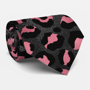 Black and Pink Leopard Print Neck Tie