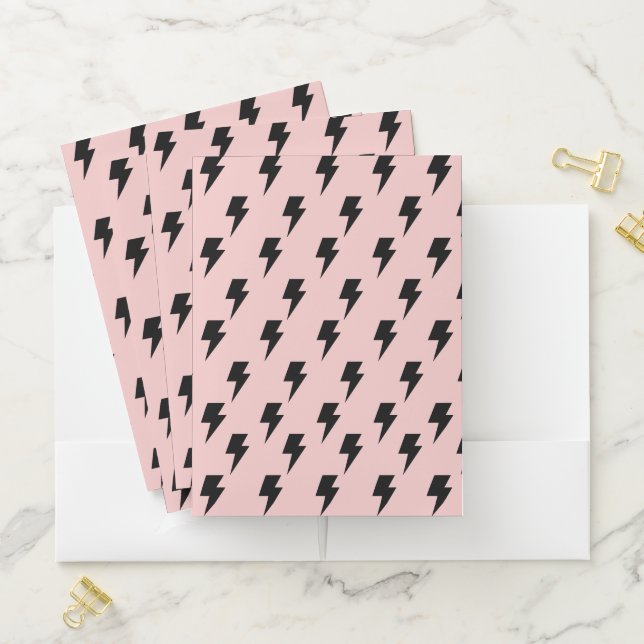 Black and Pink Lightning Trendy Back-to-School  Pocket Folder (In Situ)