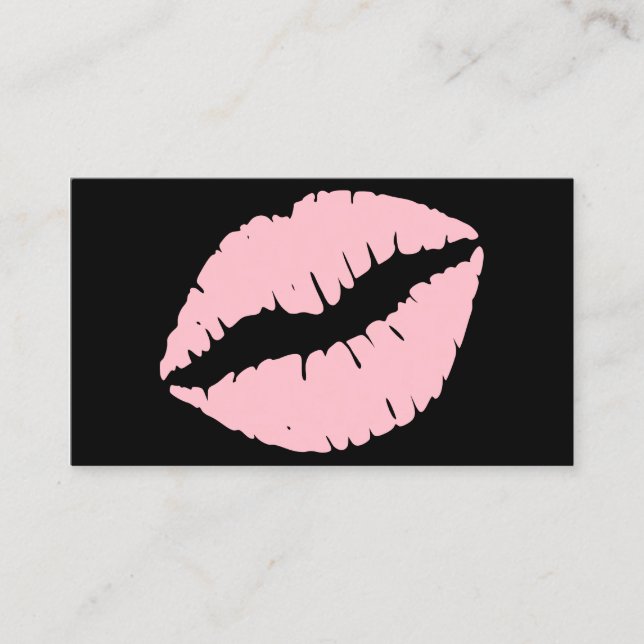 Black and Pink Lips Business Card (Front)
