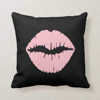 Black and Pink Lipstick Throw Pillow
