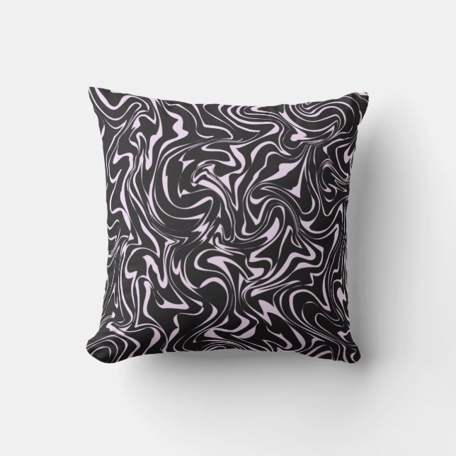Black and Pink Marble Abstract Pattern Throw Pillow (Front)