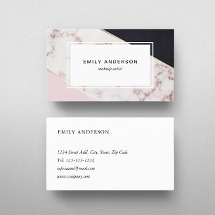 Black and Pink Marble Business Card
