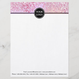 Black and Pink Modern Stationary Custom Monogram L Letterhead