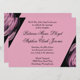 Black and Pink Modern Wedding Invitations