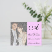 Black And Pink Monogram Save the Date Invitation (Standing Front)
