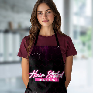 Black and Pink Neon Hair Stylist Apron