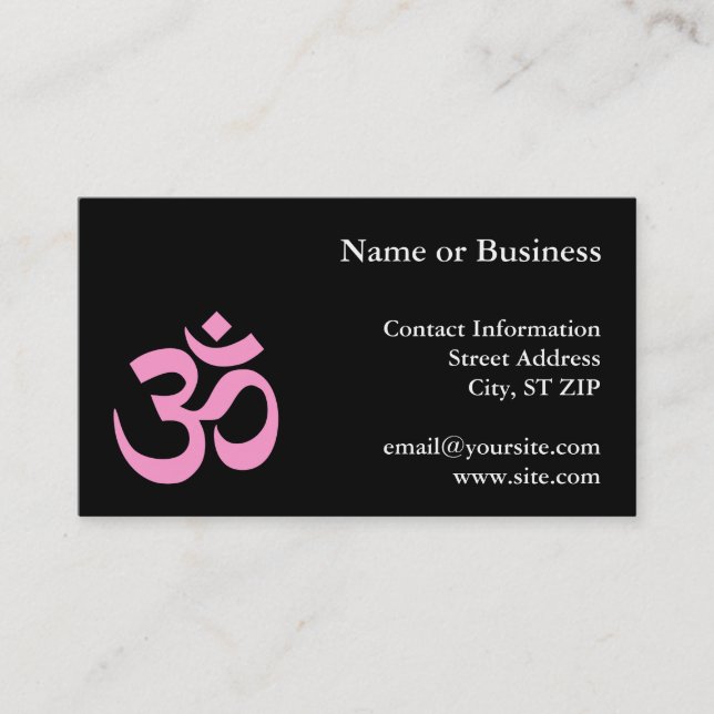Black and Pink Om Symbol Business Card (Front)