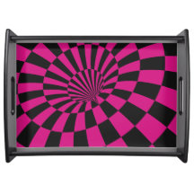 Black and Pink Optical Illusion Serving Tray